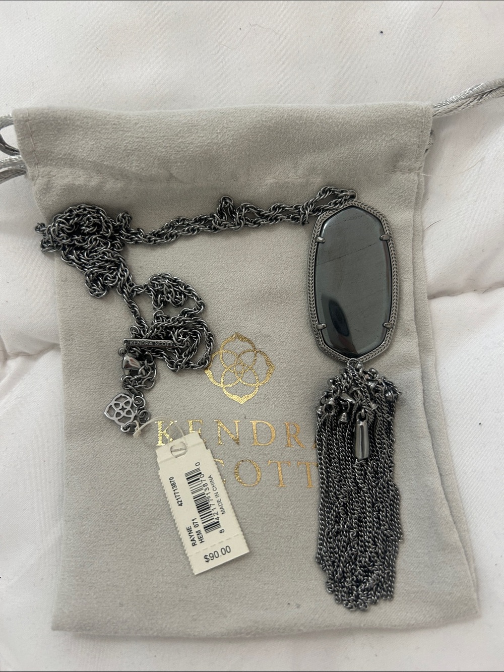 Kendra Scott Rayne Hematite Tassel Necklace | Hematite Stone | NWT